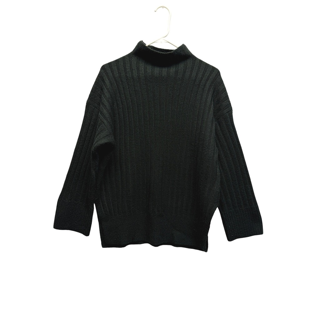 Abercrombie & Fitch Black Ribbed Mock Neck Sweater Relaxed Fit Size M